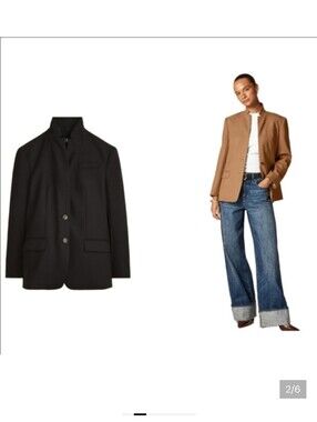 J Crew Standing collar blazer in wool-blend flannel CN789 NWT Size 4 Black